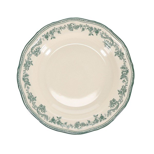 Zelený/slonovinový hlboký  porcelánový tanier ø 23 cm Cyril – S|P Collection