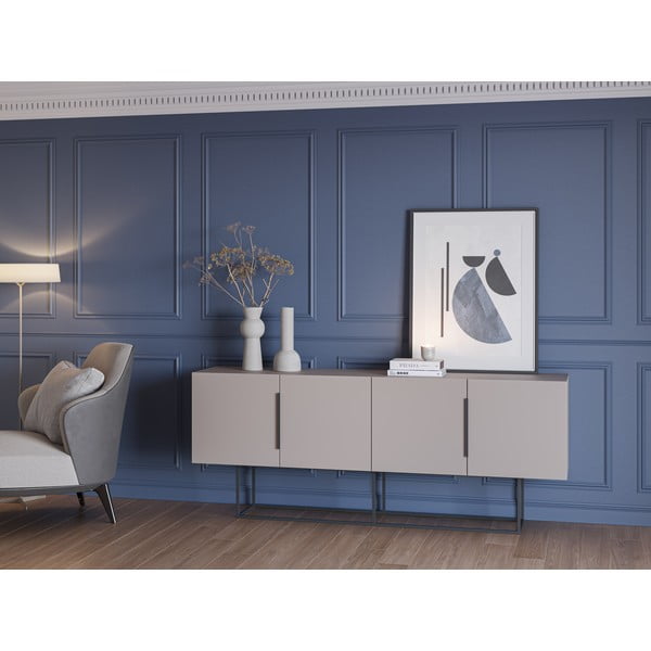 Sivo-béžová nízka komoda 200x80 cm Titan – Marckeric-image-1