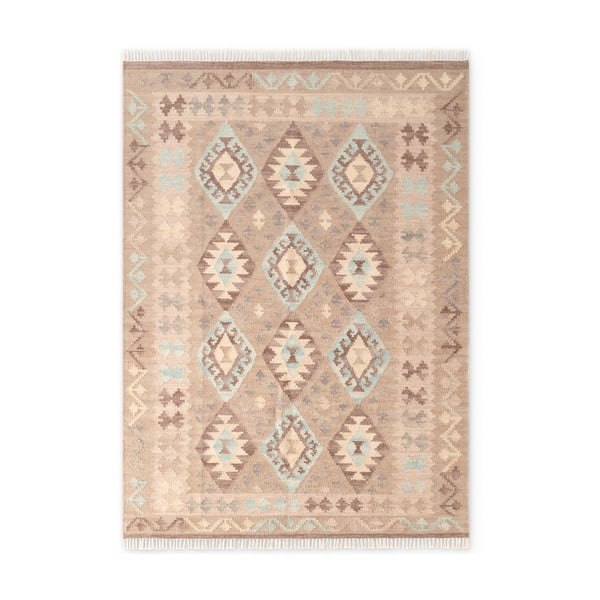 Svetlomodrý/béžový obojstranný ručne tkaný vlnený koberec 160x230 cm Kamal Dune – Nouristan