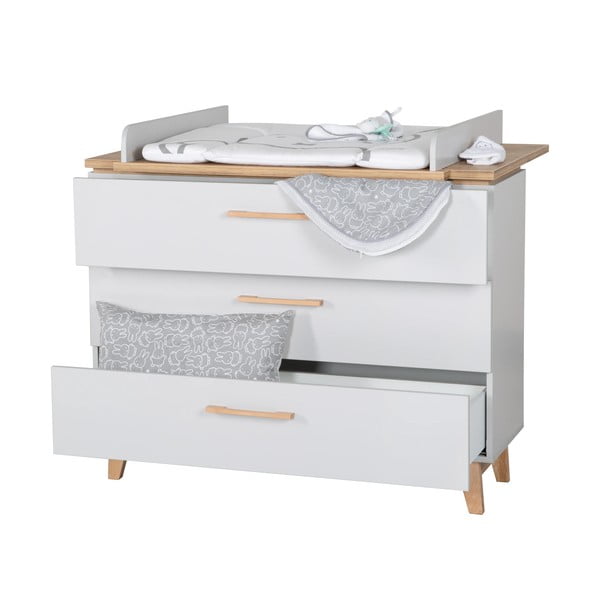 Svetlosivá nízka detská komoda v dekore duba s prebaľovacím pultom 117x104 cm Caro – Roba-image-4