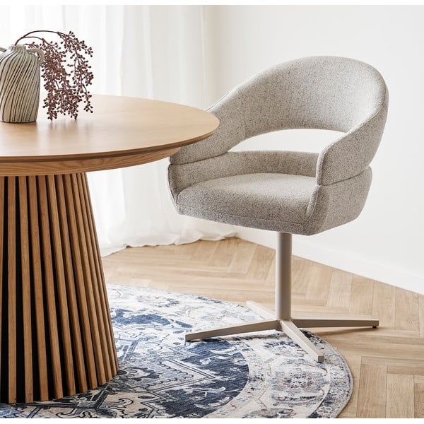 Krémovobiele čalúnené jedálenské kreslá v súprave s podrúčkami 2 ks Dover – House Nordic-image-1