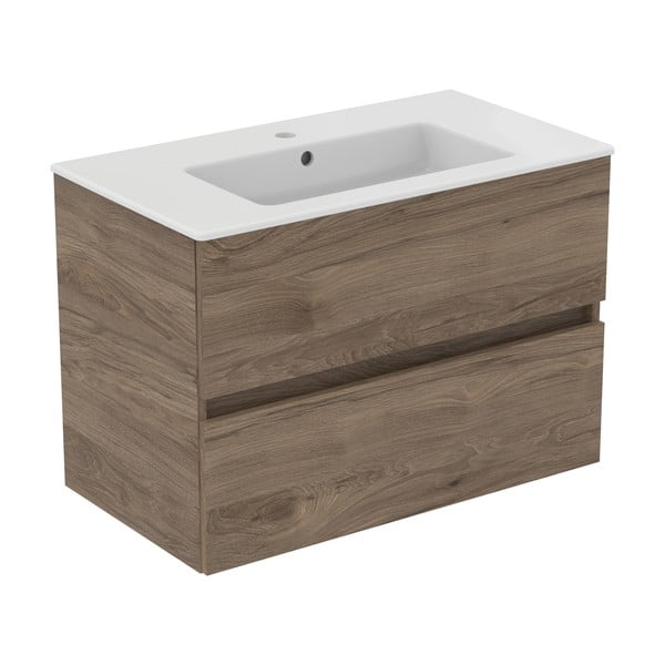 Závesná skrinka pod umývadlo v dekore orecha v prírodnej farbe 80x55 cm Eurovit+ – Ideal Standard-image-2