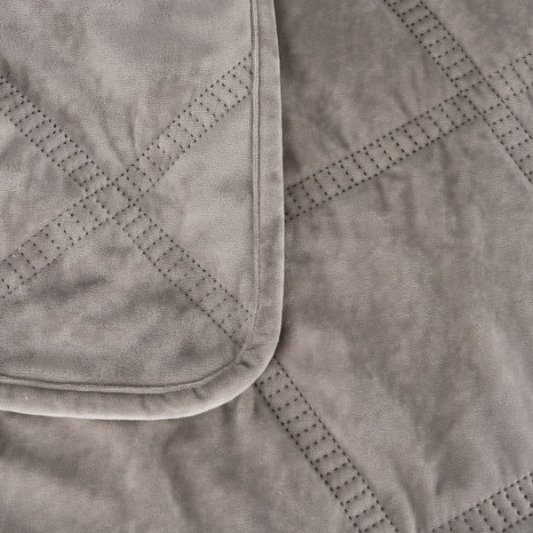 Sivý zamatový prešívaný pléd 180x260 cm – Ixia-image-1