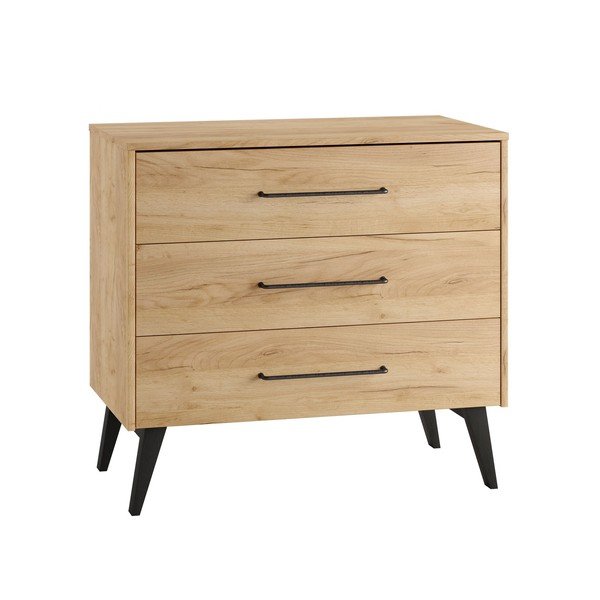 Nízka detská komoda v dekore buka v prírodnej farbe 100x92 cm Retro – Pinio-image-2