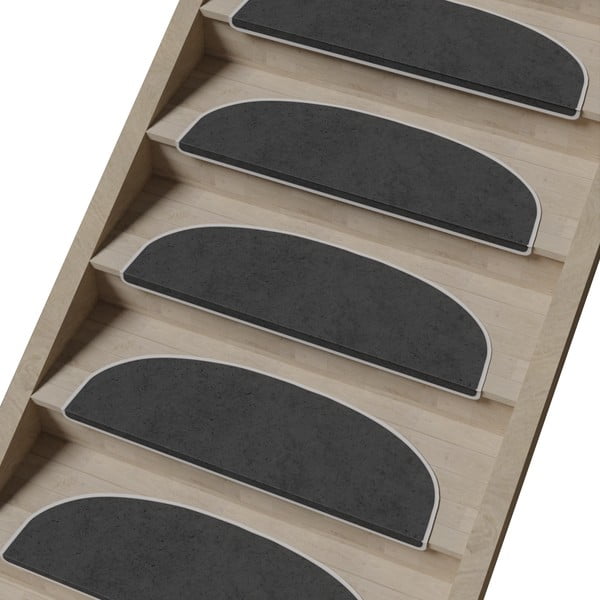 Tmavosivé nášľapy na schody v súprave 16 ks 20x65 cm Plain Color – Vitaus-image-1