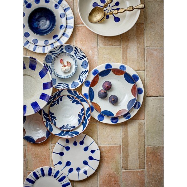 Biele/modré kameninové taniere v súprave 3 ks ø 28 cm Linora – Bloomingville-image-2