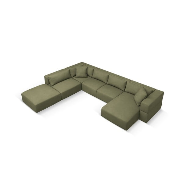 Svetlozelená rohová pohovka do "U", ľavý roh Esther – Milo Casa-image-3