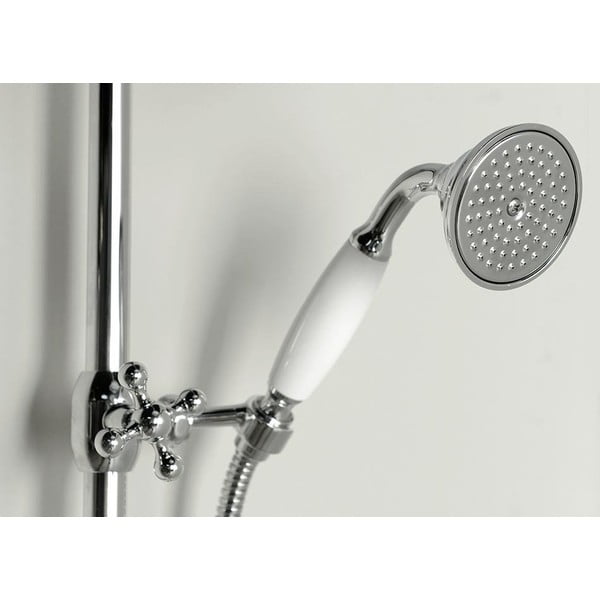 Mosadzná sprchová súprava v lesklo striebornej farbe s termostatickou batériou s hlavovou sprchou a ručnou sprchou 142 cm Antea – Sapho-image-1