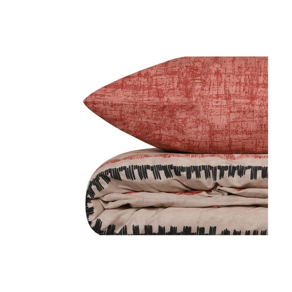 Predĺžené obliečky na dvojlôžko z bavlny Renforcé v tehlovej a hnedej farbe 240x220 cm Felix – Mijolnir-image-2