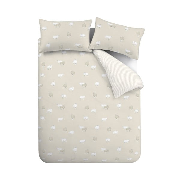 Béžové flanelové obliečky na jednolôžko 135x200 cm Sheep – Catherine Lansfield