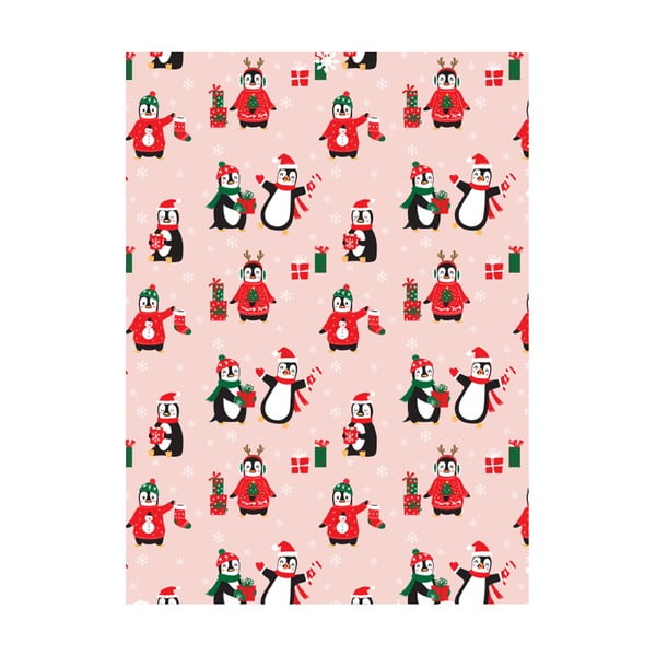 5 hárkov ružového baliaceho papiera eleanor stuart Penguin Christmas, 50 x 70 cm