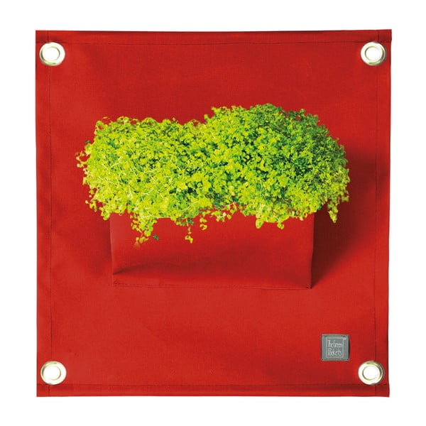 Tmavočervený závesný kvetináč The Green Pockets Amma, 45 x 50 cm