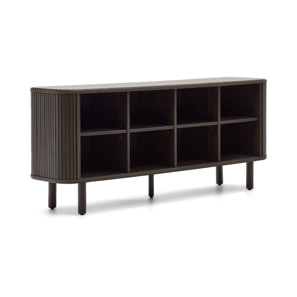 Tmavohnedá nízka komoda v dekore jaseňa s posuvnými dverami 180x75 cm Mailen – Kave Home-image-3