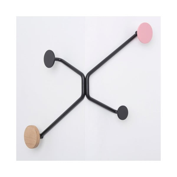 Čierny nástenný vešiak na vonkajší roh s ružovým detailom Gazzda Hook-image-2