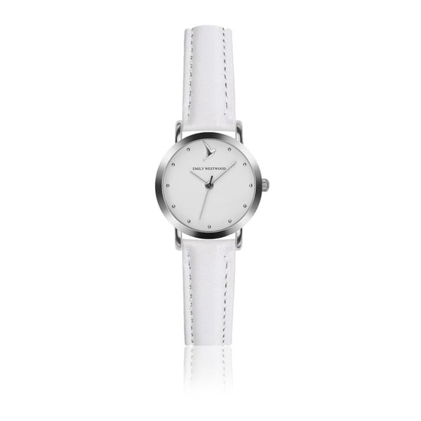 Dámske hodinky s bielym remienkom z pravej kože Emily Westwood Tweet