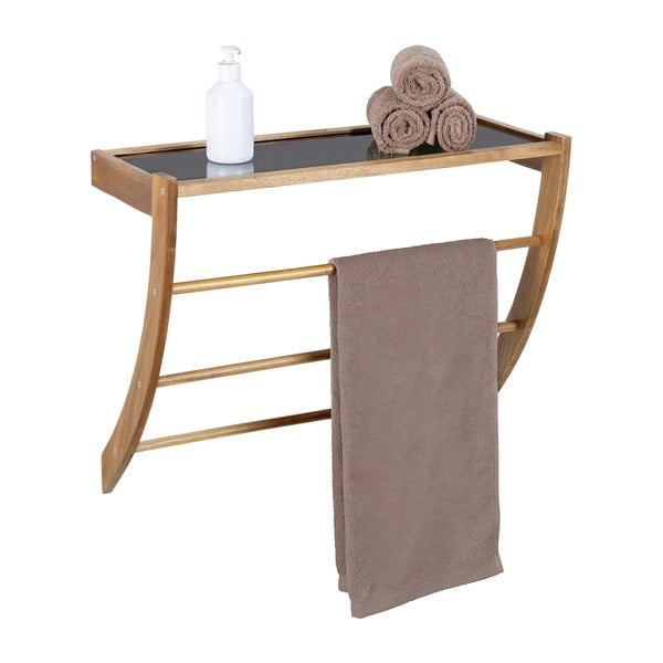 Tmavo prírodný nástenný drevený držiak na uteráky Fondi – Wenko