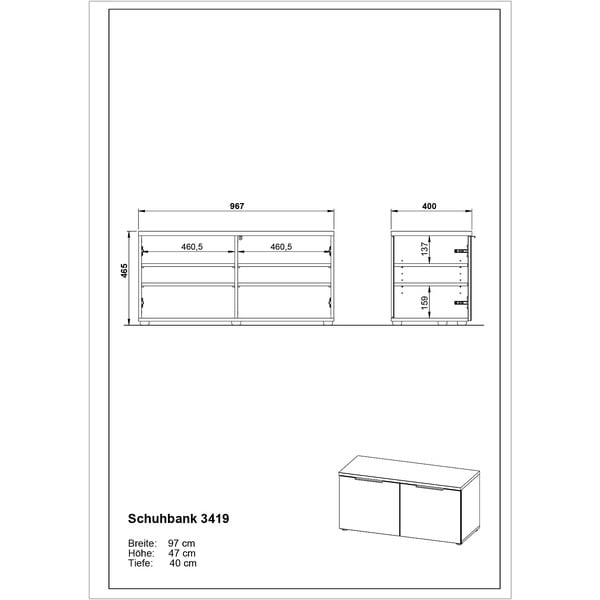 Sivá skrinka na topánky s lavicou Genova - Germania-image-3