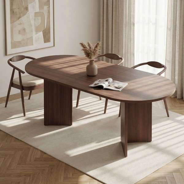 Rozkladací jedálenský stôl s prídavnou doskou v dekore orecha 90x160 cm Sorell – Kalune Design-image-1
