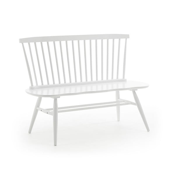 Biela sedacia lavica z kaučukového dreva Kave Home Slover, 120 × 53 cm