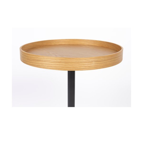 Okrúhly odkladací stolík s doskou v dubovom dekore ø 40 cm Yuri S – White Label-image-2