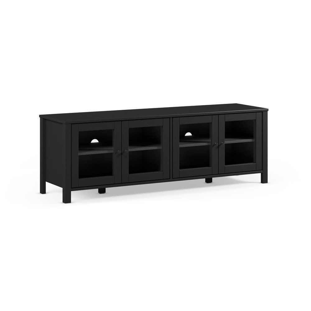 E-shop Čierny TV stolík z borovicového dreva 150x50x40 cm Alessandra – Marckeric