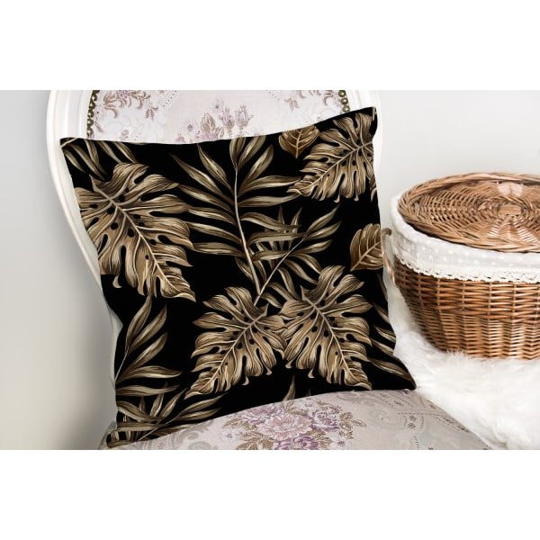 Obliečka na vankúš Minimalist Cushion Covers Golden Leafes With Black BG, 45 x 45 cm-image-2