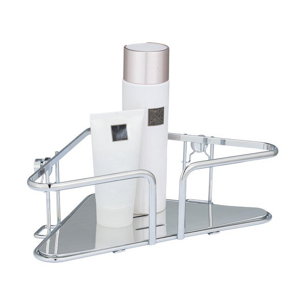 Strieborná rohová nástenná kúpeľňová polička z nehrdzavejúcej ocele Termoli - Wenko-image-1