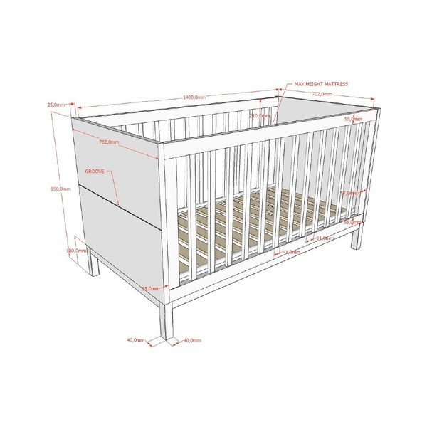 Biela postieľka z borovicového dreva 70x140 cm Eva – Vipack-image-2