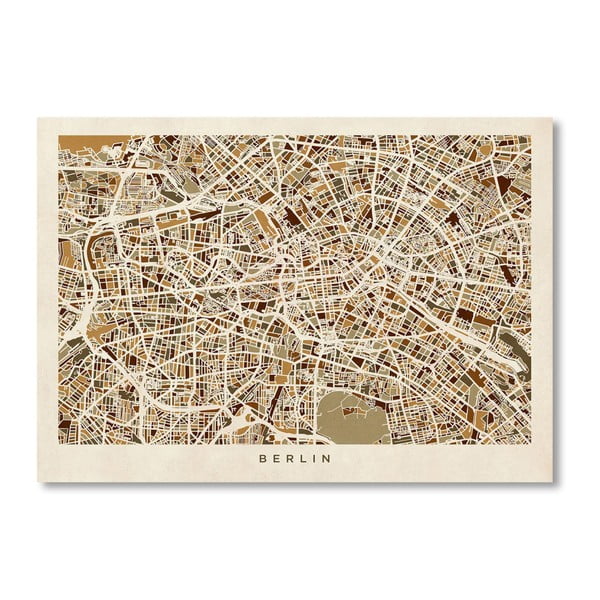 Plagát s mapou Berlína Americanflat Street, 60  ×   42 cm