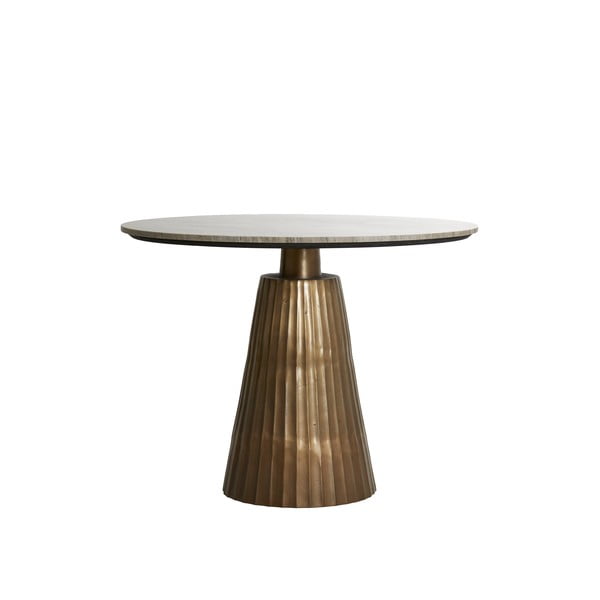 Okrúhly jedálenský stôl v bronzovej a prírodnej farbe s doskou v dekore mramoru ø 100 cm Rianne – Light & Living