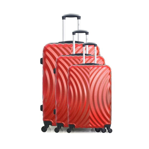Sada 3 červených cestovných kufrov na kolieskach Hero Lagos
