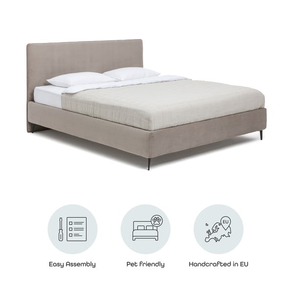 Čalúnená dvojlôžková posteľ taupe s roštom 160x200 cm Noira Slim – Bonami Selection-image-4