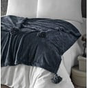 Antracitovosivý mikroplyšový pléd na dvojlôžko 200x220 cm Puffy – Mijolnir