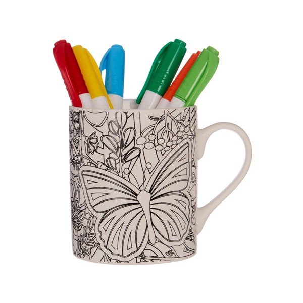 Set 6 fixiek a popisovateľného hrnčeka Premier Housewares DIY,