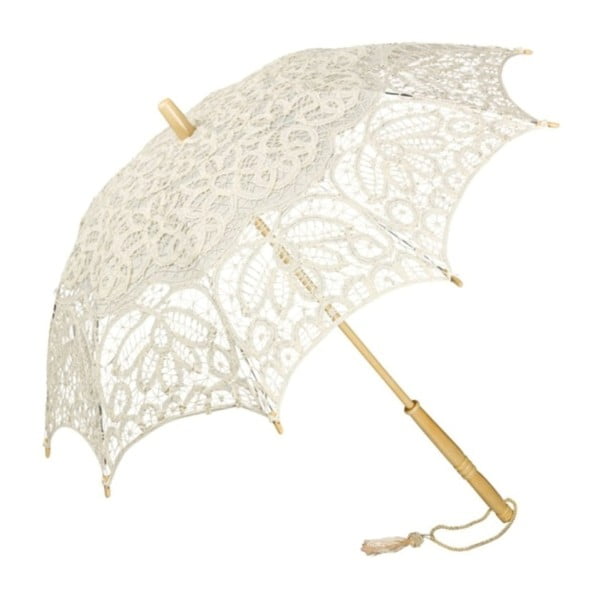 Krémový dáždnik s rúčkou Von Lilienfeld Lace Vivienne, ø 75 cm
