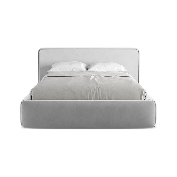 Sivá čalúnená dvojlôžková posteľ s úložným priestorom s roštom 140x200 cm Kiana – Makamii-image-4