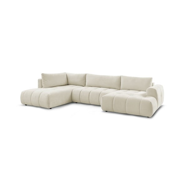 Béžová rozkladacia/s úložným priestorom rohová pohovka (ľavý roh/do tvaru "U") Fuji – Bobochic Paris-image-3