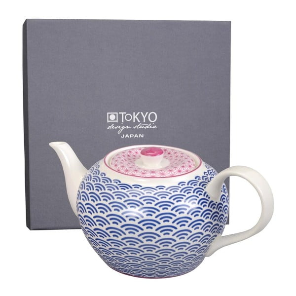 Modro-ružová porcelánová kanvica na čaj Tokyo Design Studio Wave