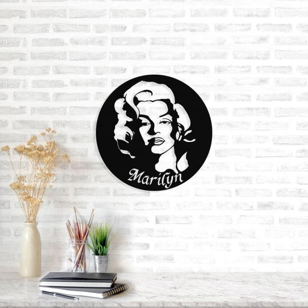 Čierna kovová nástenná dekorácia Marilyn Monroe, ⌀ 49 cm