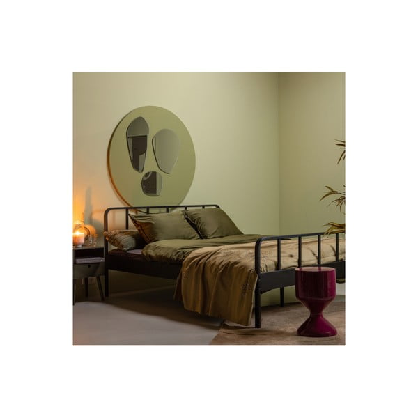 Čierna kovová dvojlôžková posteľ s roštom 160x200 cm Mees – WOOOD-image-1