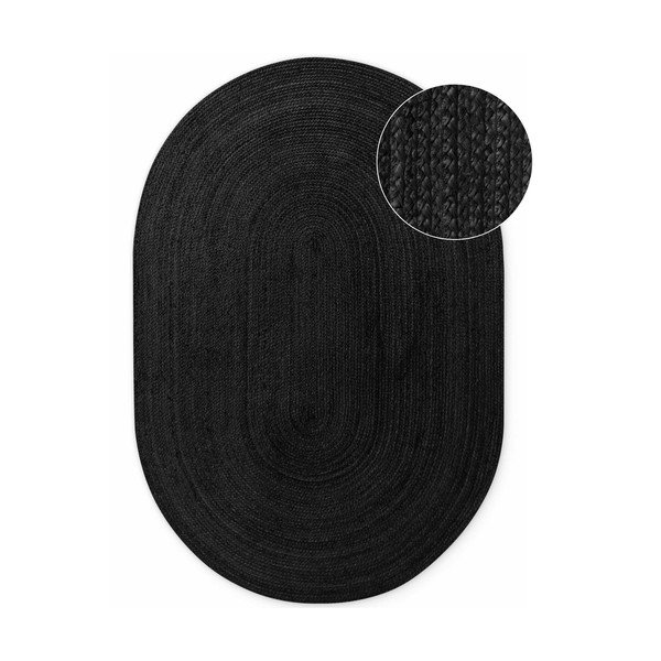 Čierny obojstranný/ručne tkaný jutový koberec 160x230 cm Braided – Hanse Home