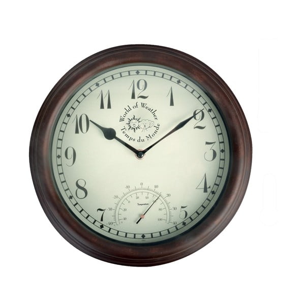 Vonkajšie nástenné hodiny s teplomerom Esschert Design Time