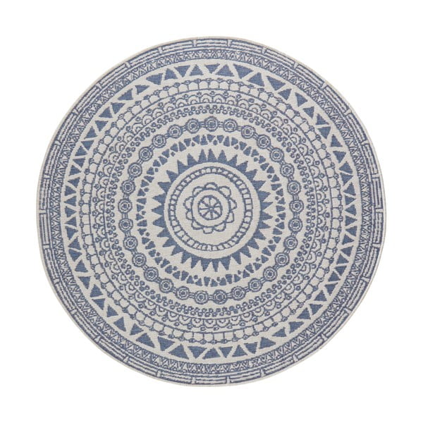 Modro-krémový vonkajší koberec NORTHRUGS Coron, ø 140 cm