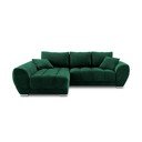Tmavozelená rozkladacia rohová pohovka so zamatovým poťahom Windsor & Co Sofas Nuage, ľavý roh