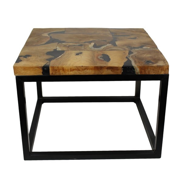 Konferenčný stolík s doskou z teakového dreva a čiernym podnožím HSM collection Resin

