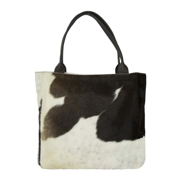 Hnedo-biela kožená kabelka Mars&More Cow