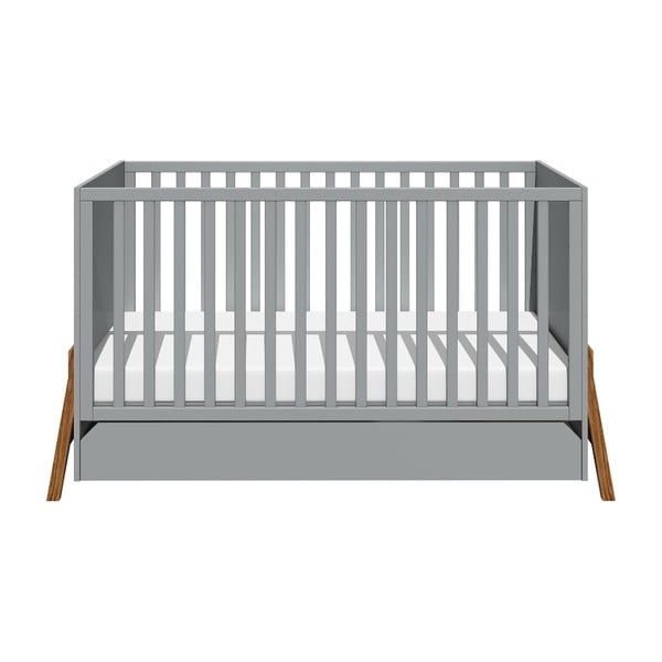 Sivá detská postieľka so zásuvkou BELLAMY Lotta, 70 x 140 cm-image-3