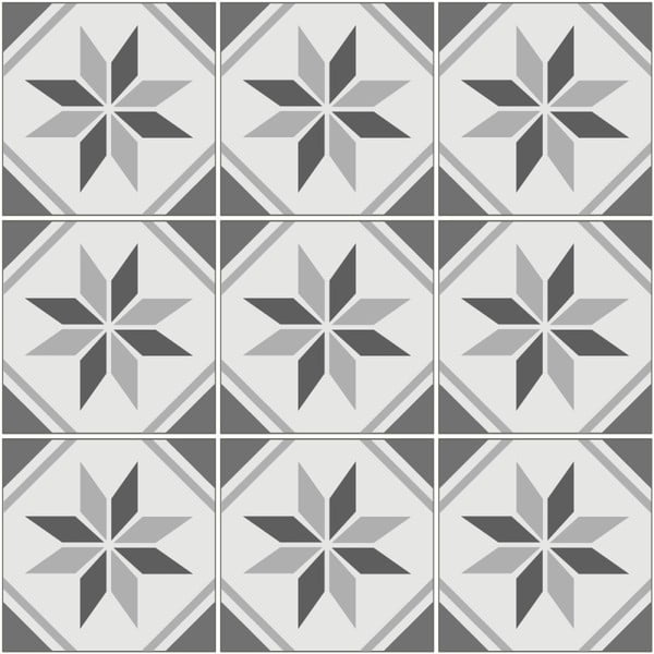Sada 9 nástenných samolepiek Ambiance Cement Tiles Noha, 10 x 10 cm