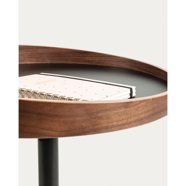 Okrúhly odkladací stolík s doskou v dekore orechového dreva ø 46 cm Kaori – Kave Home-image-2