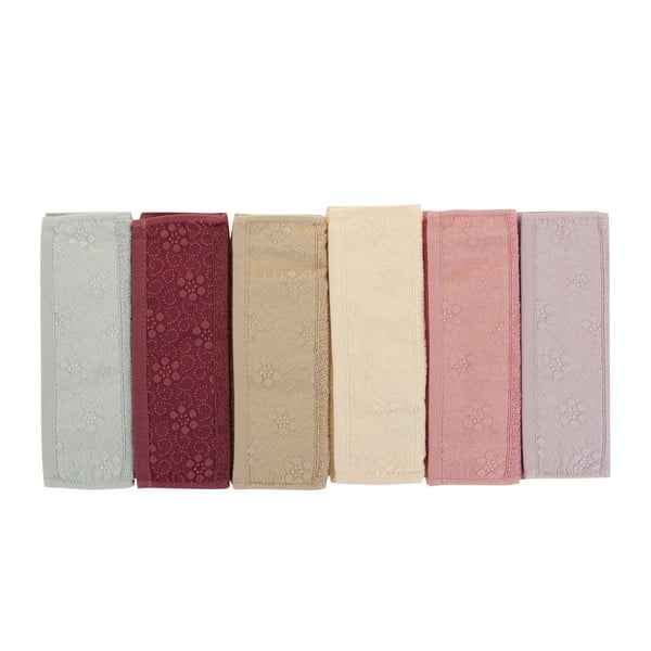 Sada 6 farebných uterákov z čistej bavlny Oxana, 30 x 50 cm